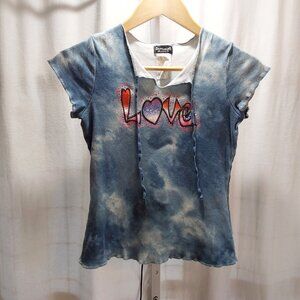 Vintage American Girl Tie Dyed Blue Cap Sleeve Top Girl's Size X Large